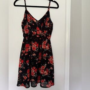 Black and red floral dress